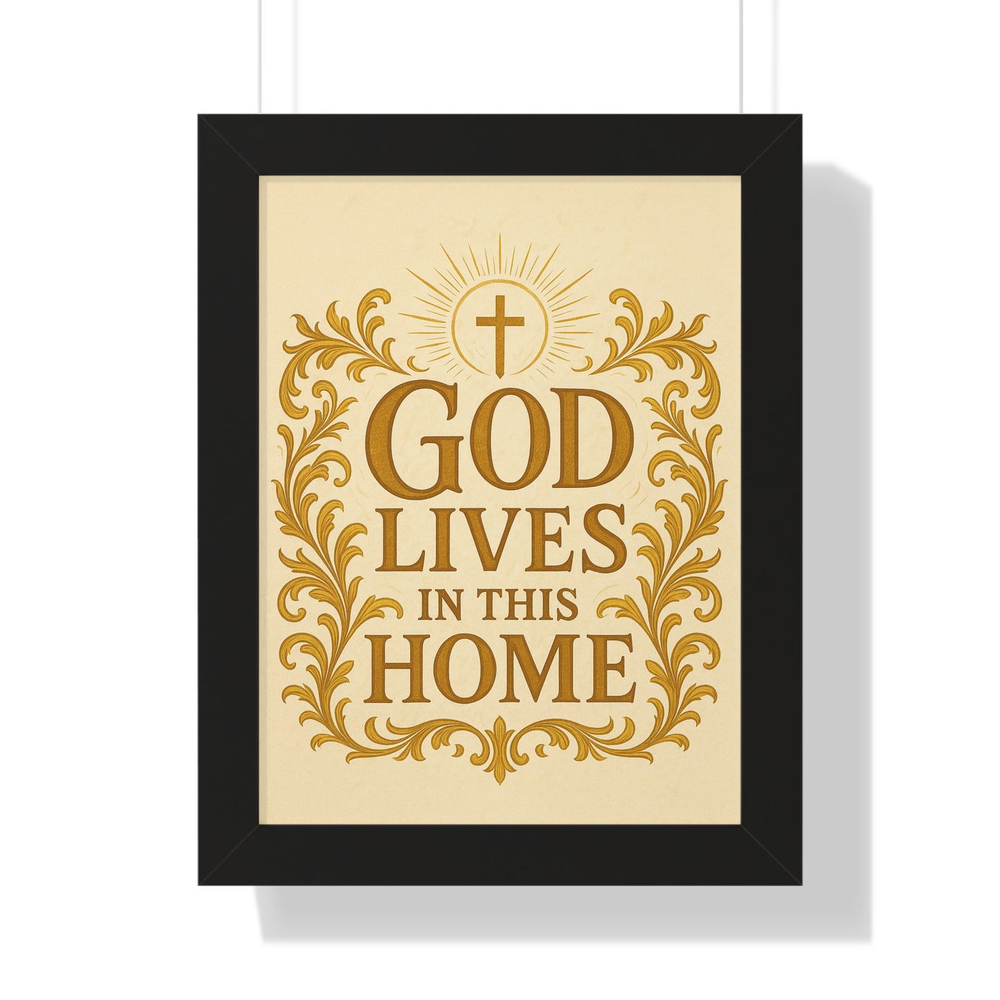 God Lives in This Home Framed Vertical Poster, Faith Decor, Christian Wall Art, Inspirational Gift, Home Blessing, Religious Decor