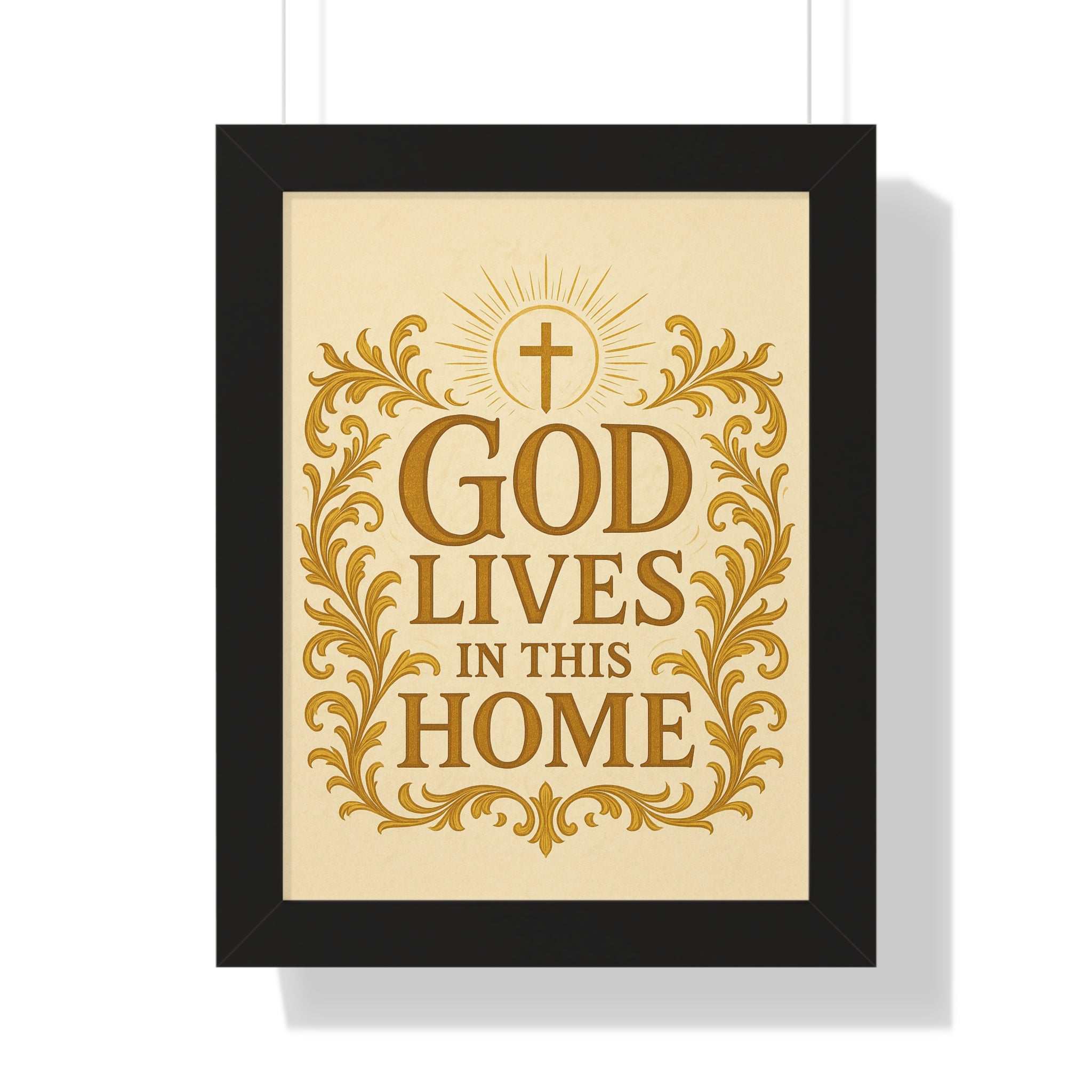 God Lives in This Home Framed Vertical Poster, Faith Decor, Christian Wall Art, Inspirational Gift, Home Blessing, Religious Decor