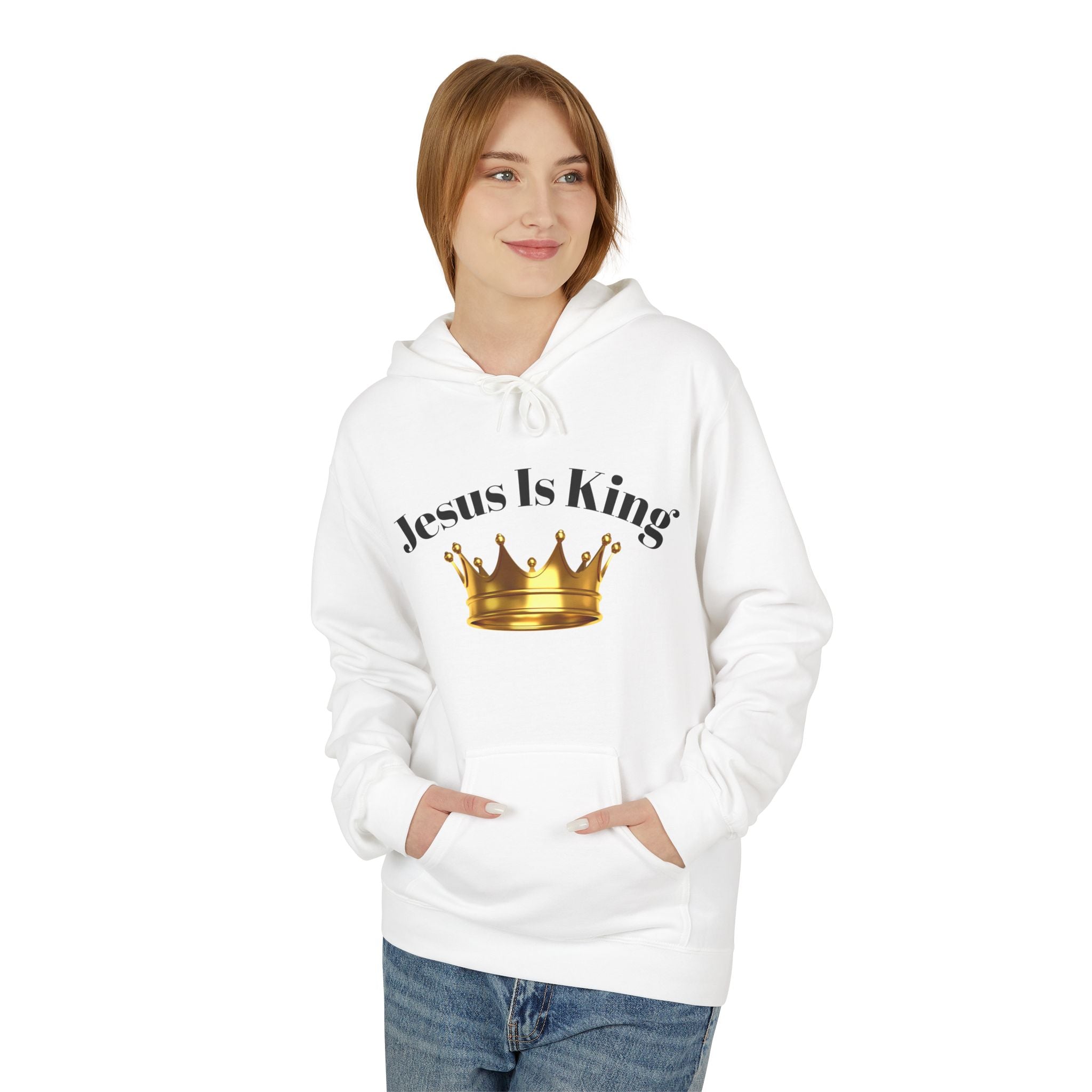 Jesus Is King Crown Hoodie | Unisex Hooded Sweatshirt for Faith, Christian Gifts, Church Wear, Inspirational Apparel