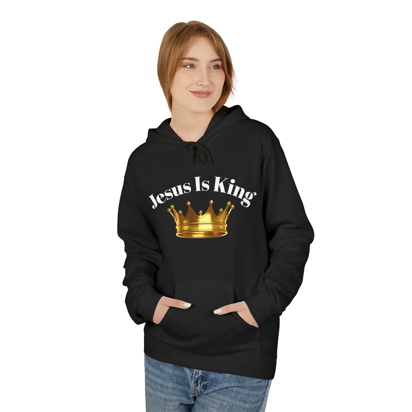 Jesus Is King Crown Hoodie | Unisex Hooded Sweatshirt for Faith, Christian Gifts, Church Wear, Inspirational Apparel