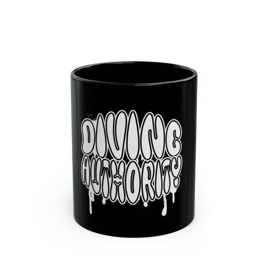 Divine Authority Black Mug | Unique Coffee Cup for Creative Souls, Inspirational Gift, Art Lover's Mug, Stylish Drinkware, 11oz or 15oz