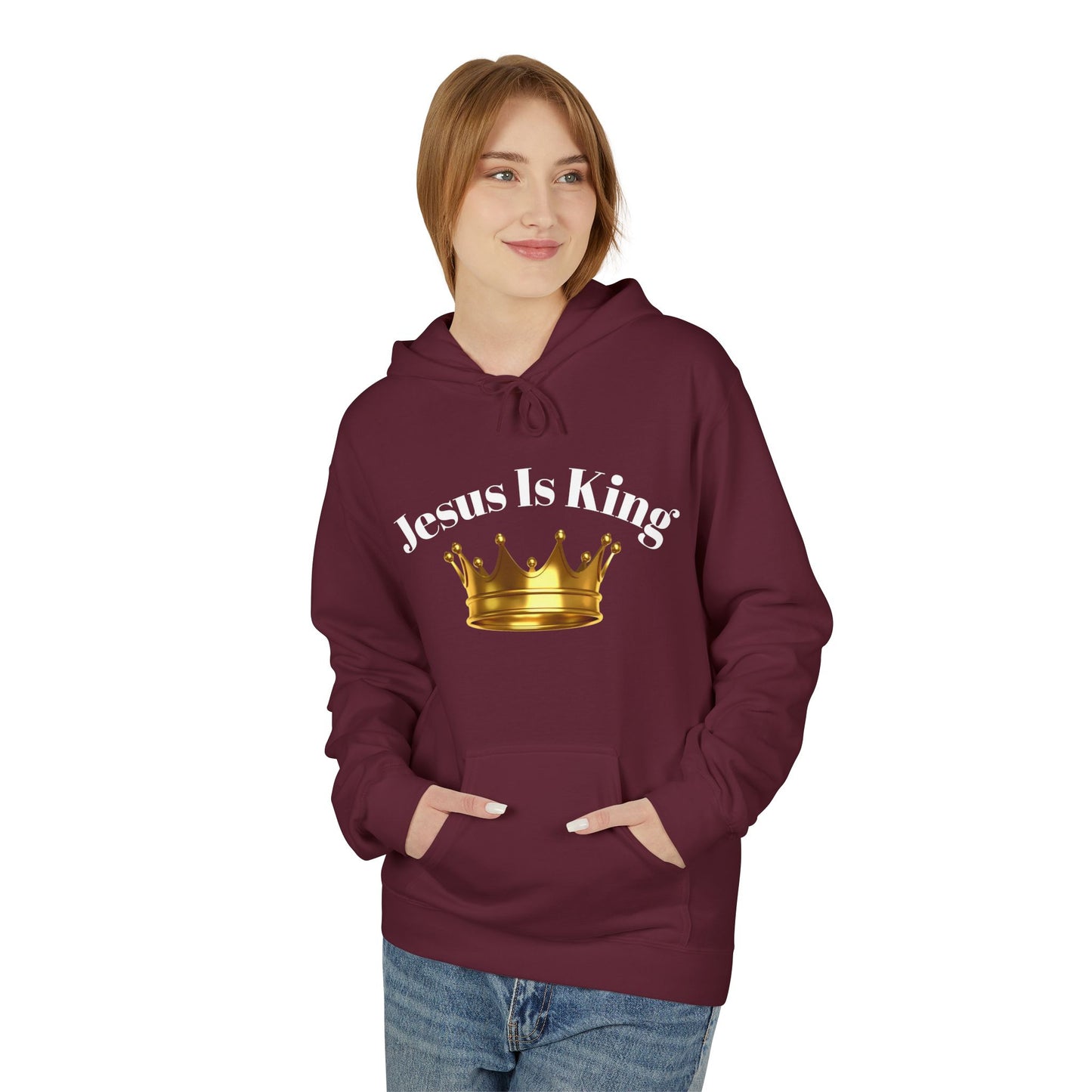 Jesus Is King Crown Hoodie | Unisex Hooded Sweatshirt for Faith, Christian Gifts, Church Wear, Inspirational Apparel