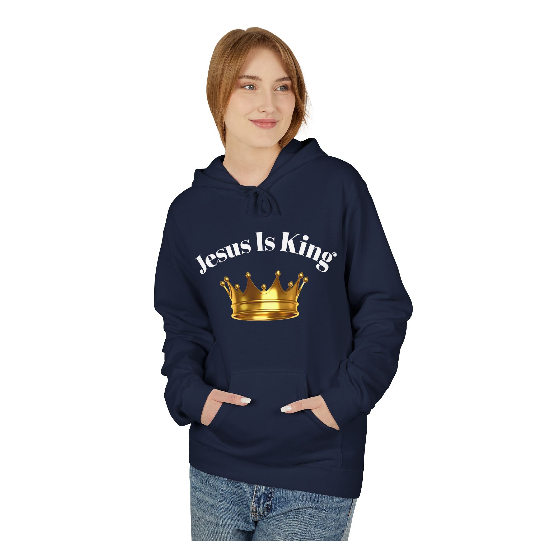 Jesus Is King Crown Hoodie | Unisex Hooded Sweatshirt for Faith, Christian Gifts, Church Wear, Inspirational Apparel