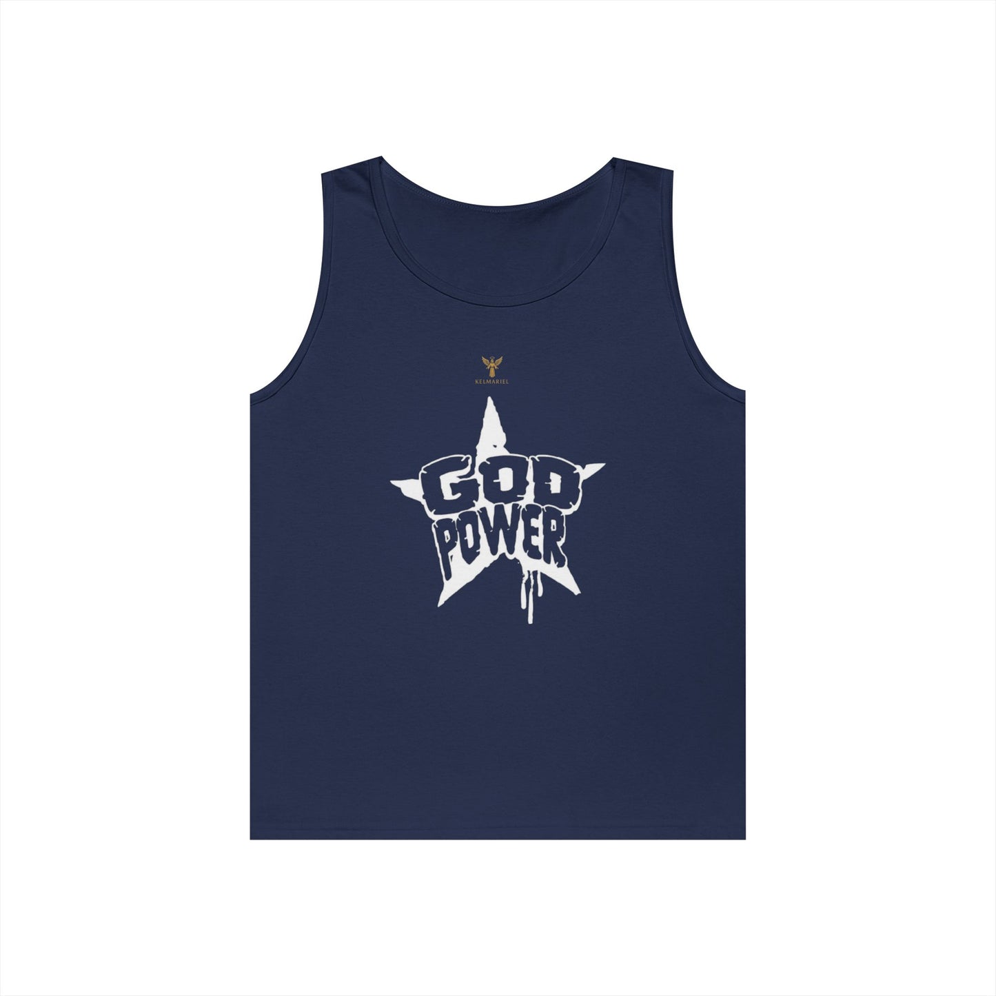 Unisex Heavy Cotton Tank Top - 'God Power' Graphic, Perfect for Summer, Gym Wear, Festival Fashion, Gifts for Music Lovers, Streetwear Style