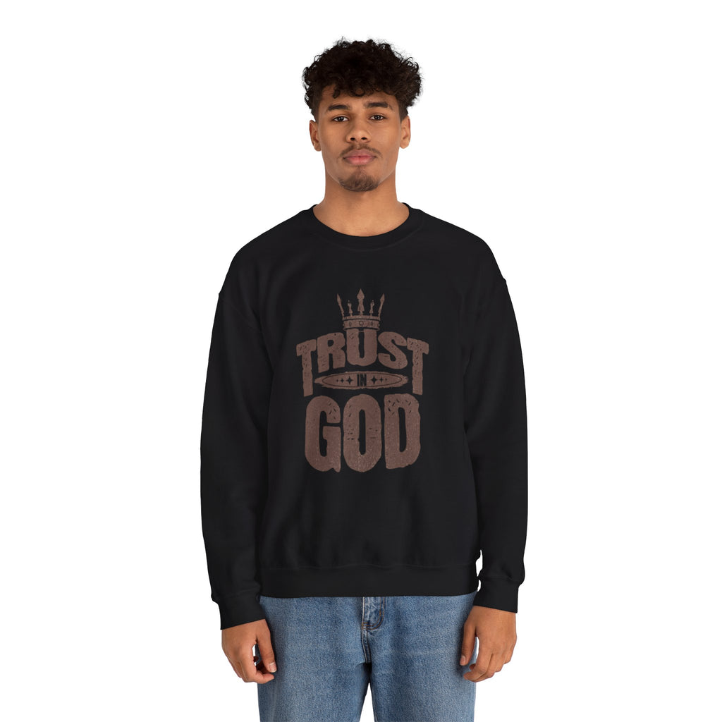 Trust God Crewneck Sweatshirt, Inspirational Sweatshirt, Unisex Gift, Casual Wear, Faith-Based Apparel, Cozy Layer