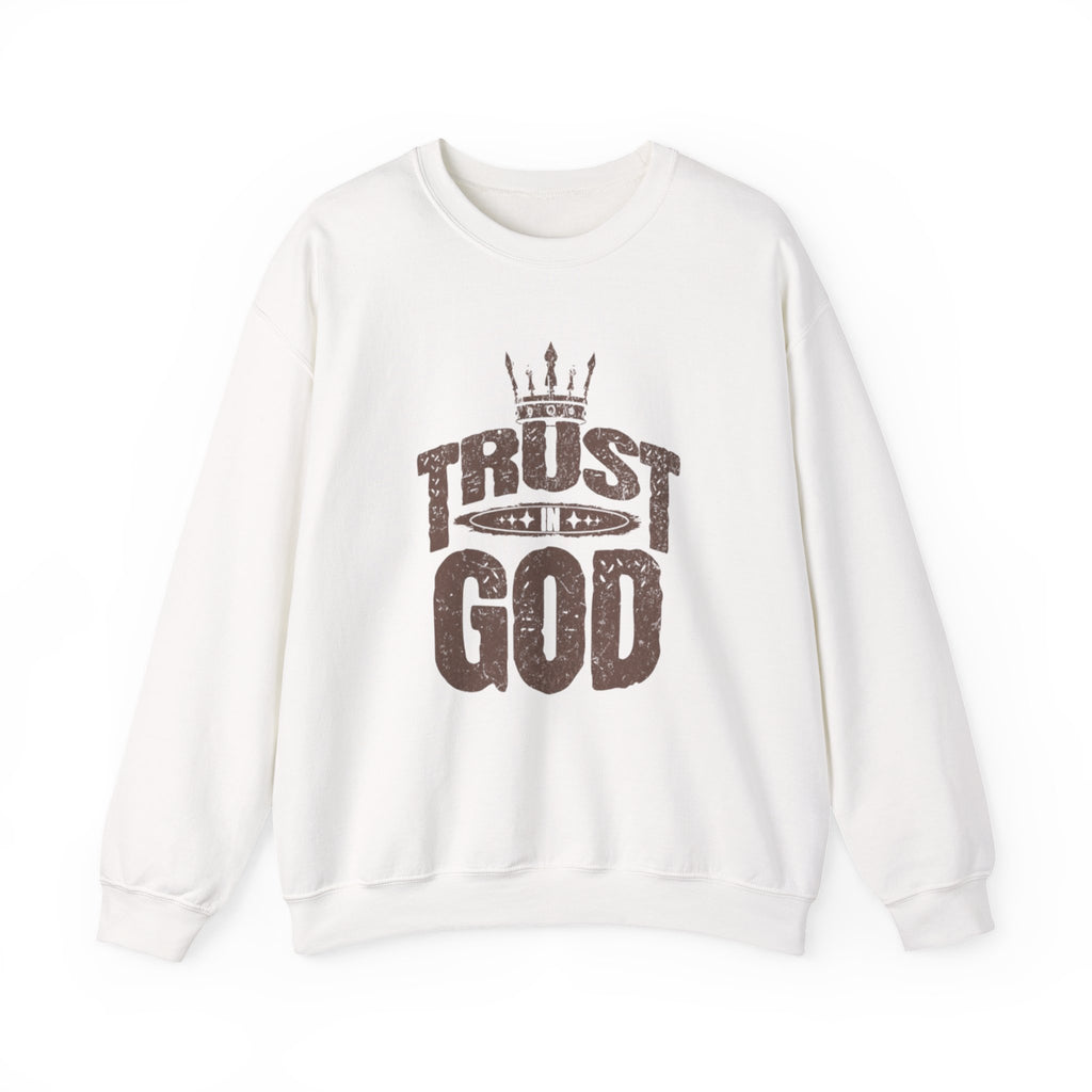Trust God Crewneck Sweatshirt, Inspirational Sweatshirt, Unisex Gift, Casual Wear, Faith-Based Apparel, Cozy Layer