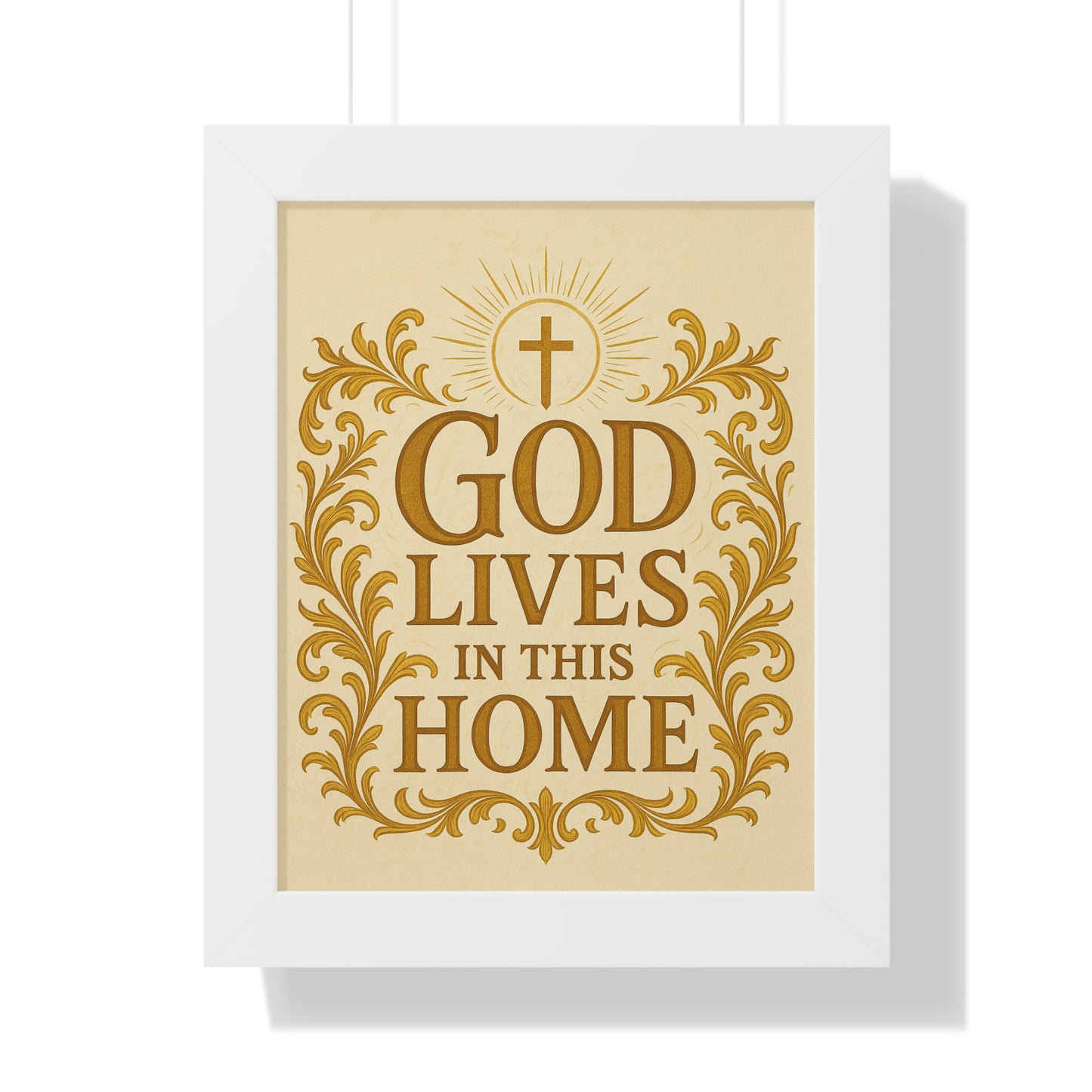 God Lives in This Home Framed Vertical Poster, Faith Decor, Christian Wall Art, Inspirational Gift, Home Blessing, Religious Decor