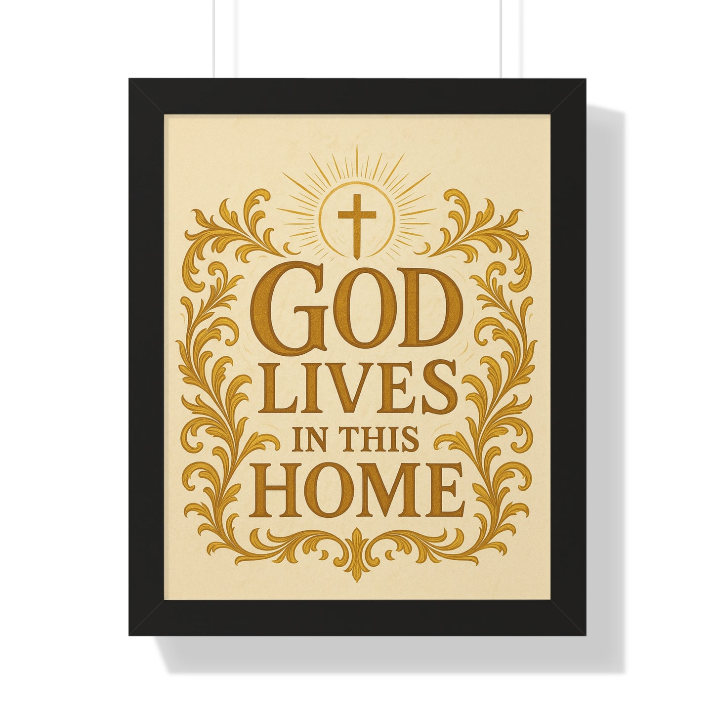 God Lives in This Home Framed Vertical Poster, Faith Decor, Christian Wall Art, Inspirational Gift, Home Blessing, Religious Decor