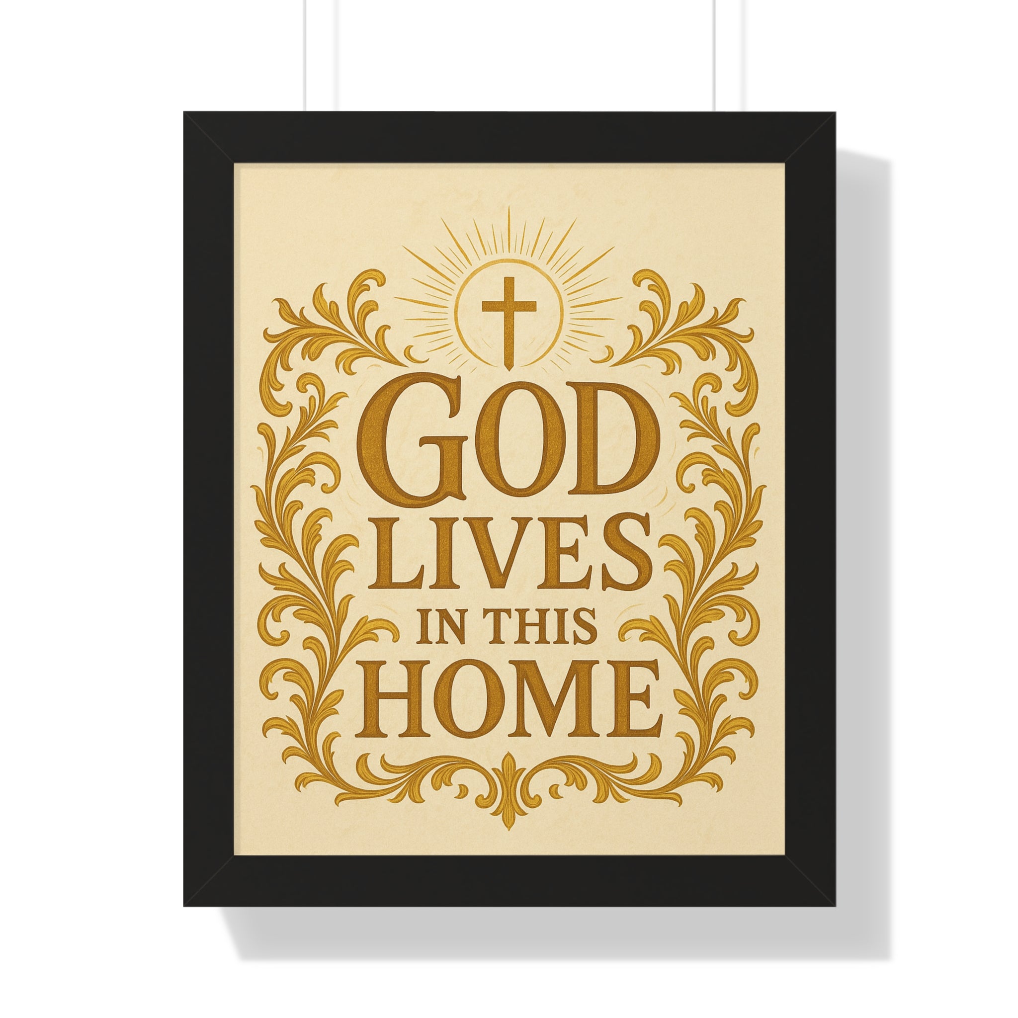 God Lives in This Home Framed Vertical Poster, Faith Decor, Christian Wall Art, Inspirational Gift, Home Blessing, Religious Decor