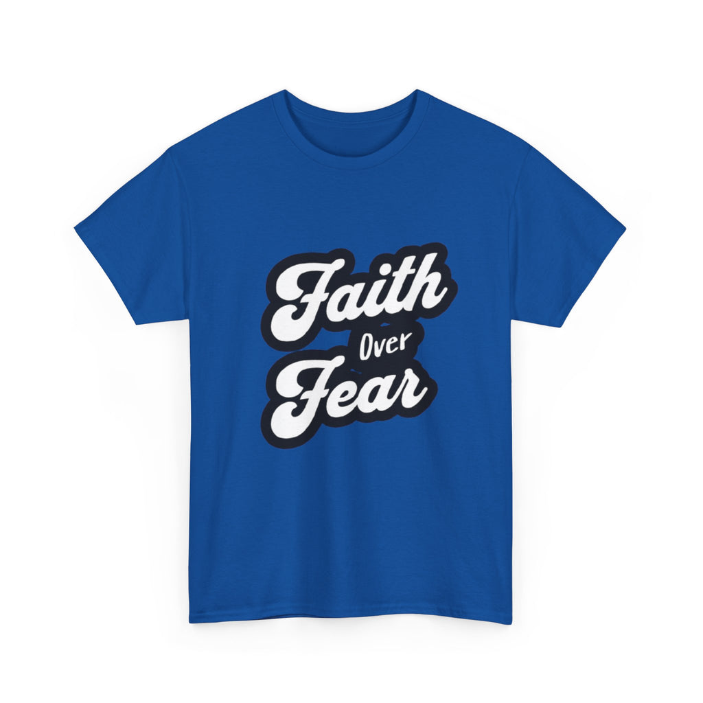 Faith Over Fear Unisex Heavy Cotton Tee - Inspirational Shirt, Motivational Apparel, Casual Wear, Gift for Teens, Spiritual T-Shirt