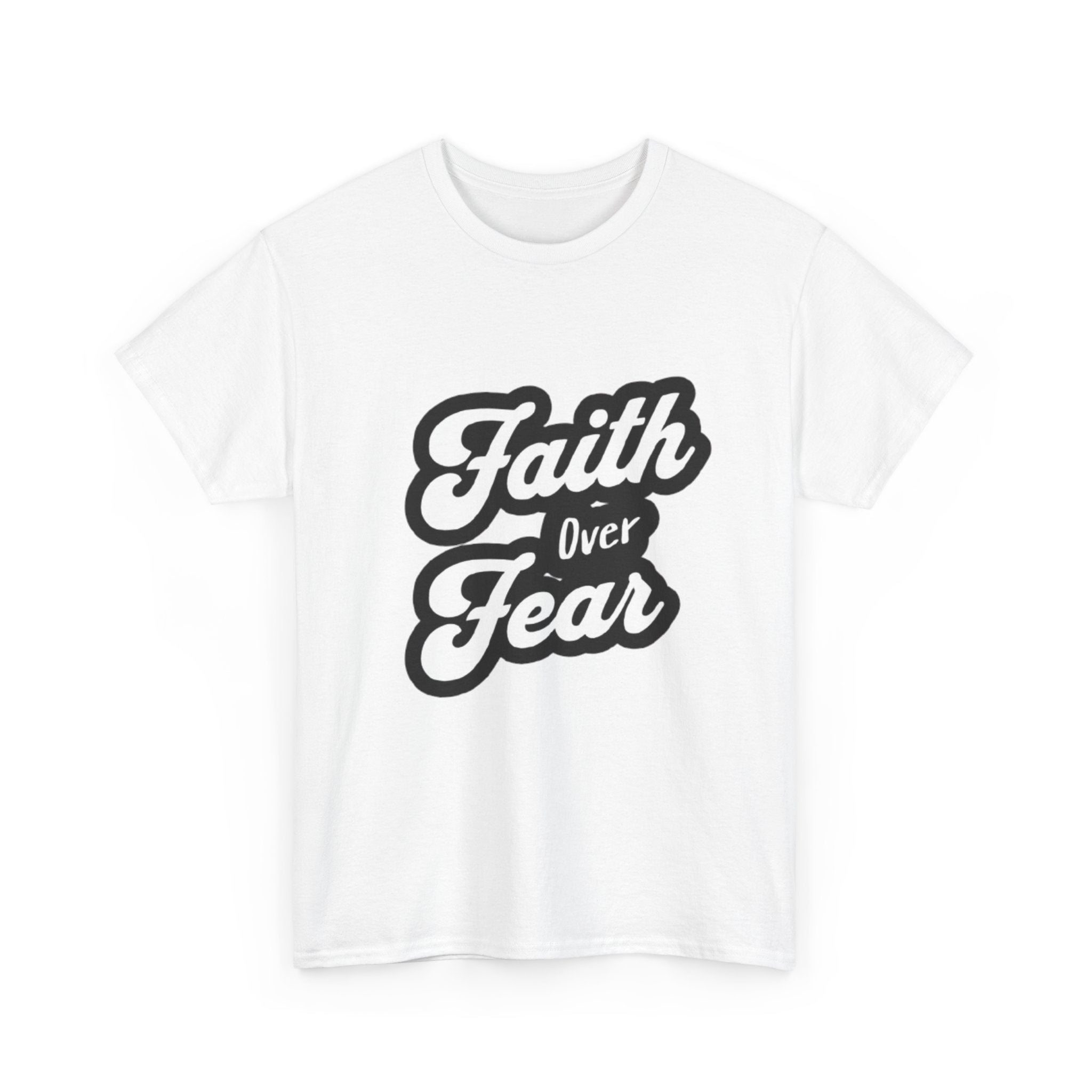 Faith Over Fear Unisex Heavy Cotton Tee - Inspirational Shirt, Motivational Apparel, Casual Wear, Gift for Teens, Spiritual T-Shirt
