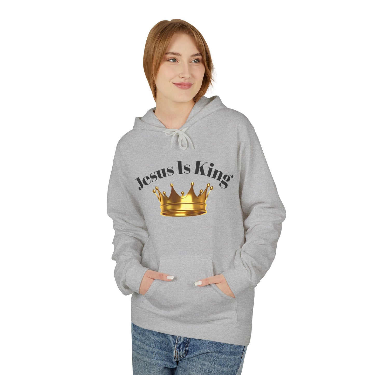 Jesus Is King Crown Hoodie | Unisex Hooded Sweatshirt for Faith, Christian Gifts, Church Wear, Inspirational Apparel