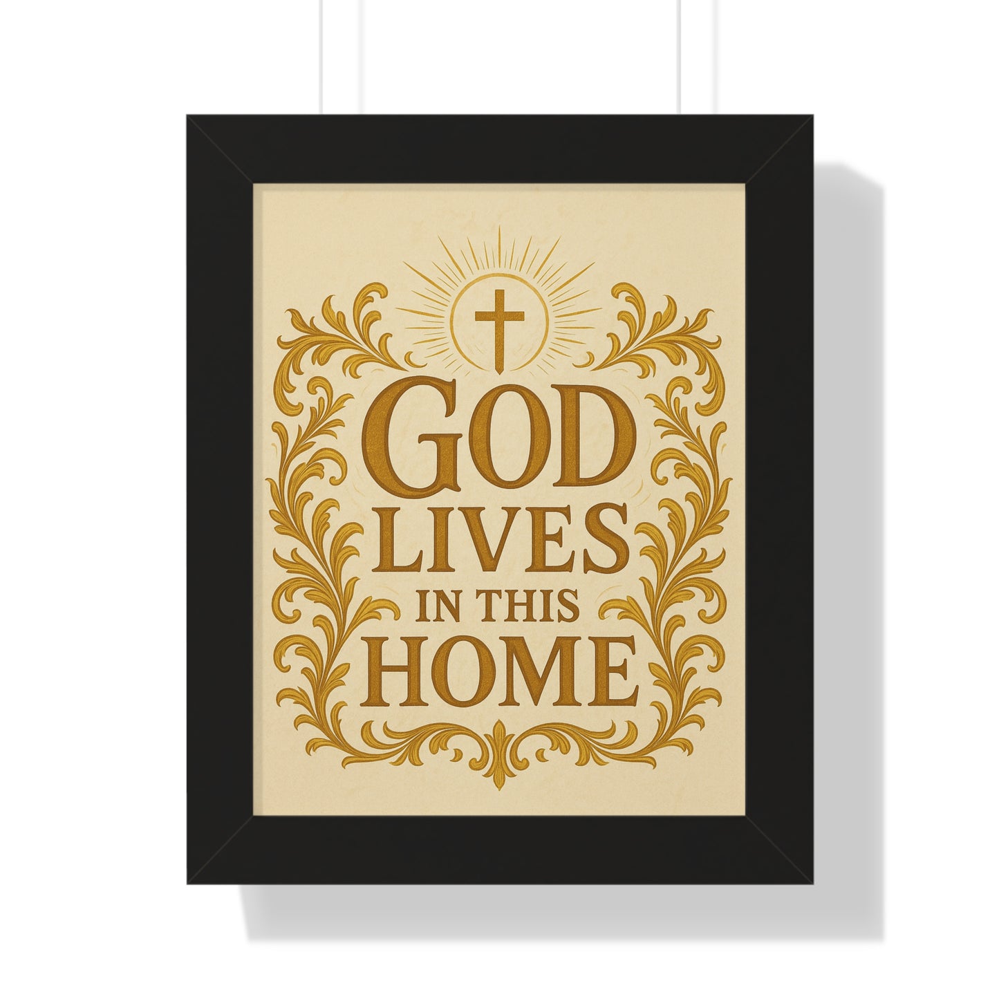 God Lives in This Home Framed Vertical Poster, Faith Decor, Christian Wall Art, Inspirational Gift, Home Blessing, Religious Decor