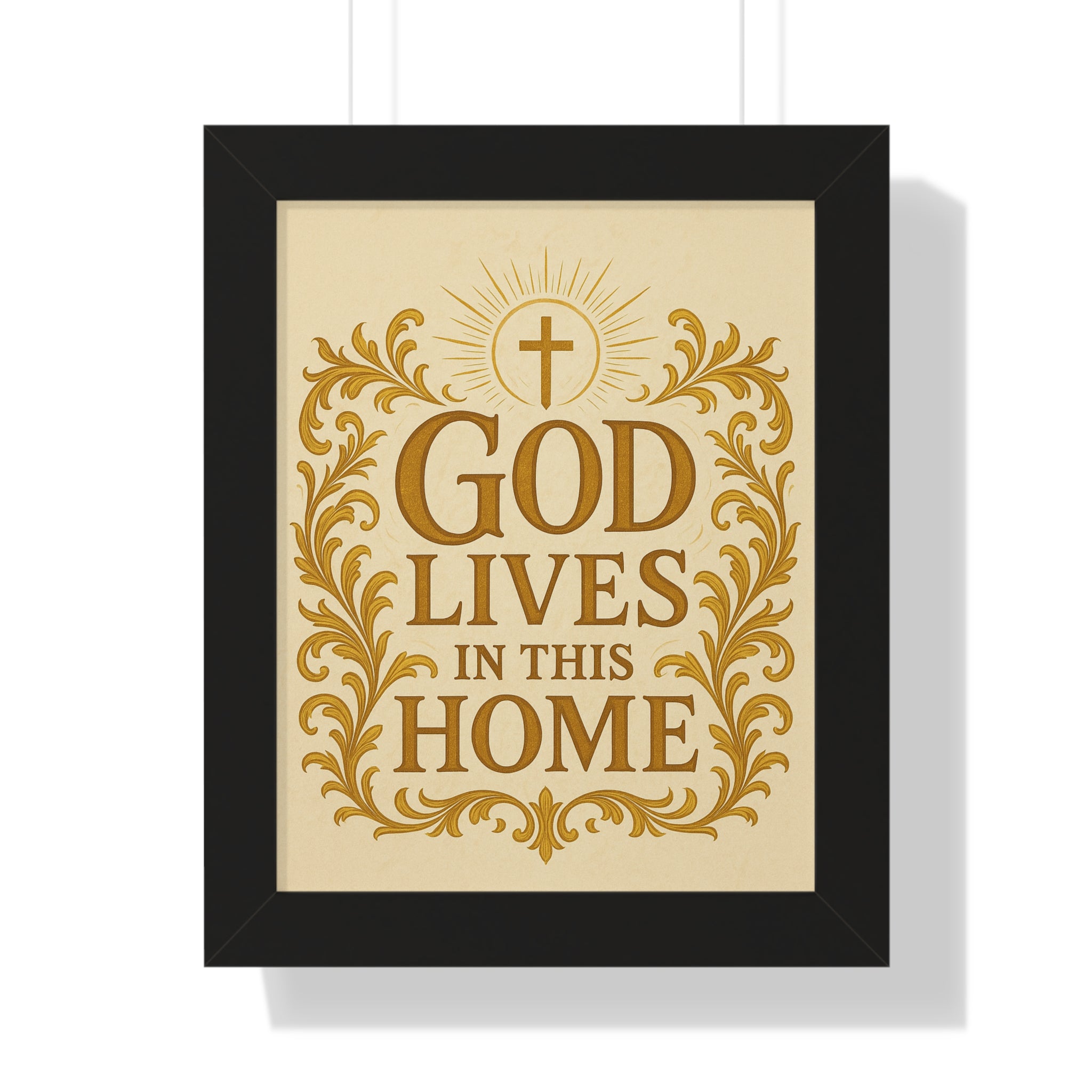 God Lives in This Home Framed Vertical Poster, Faith Decor, Christian Wall Art, Inspirational Gift, Home Blessing, Religious Decor